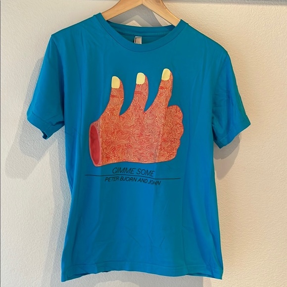 American Apparel Other - Peter Bjorn and John Gimme Sone Album Cover Men’s TShirt, Blue, Size M